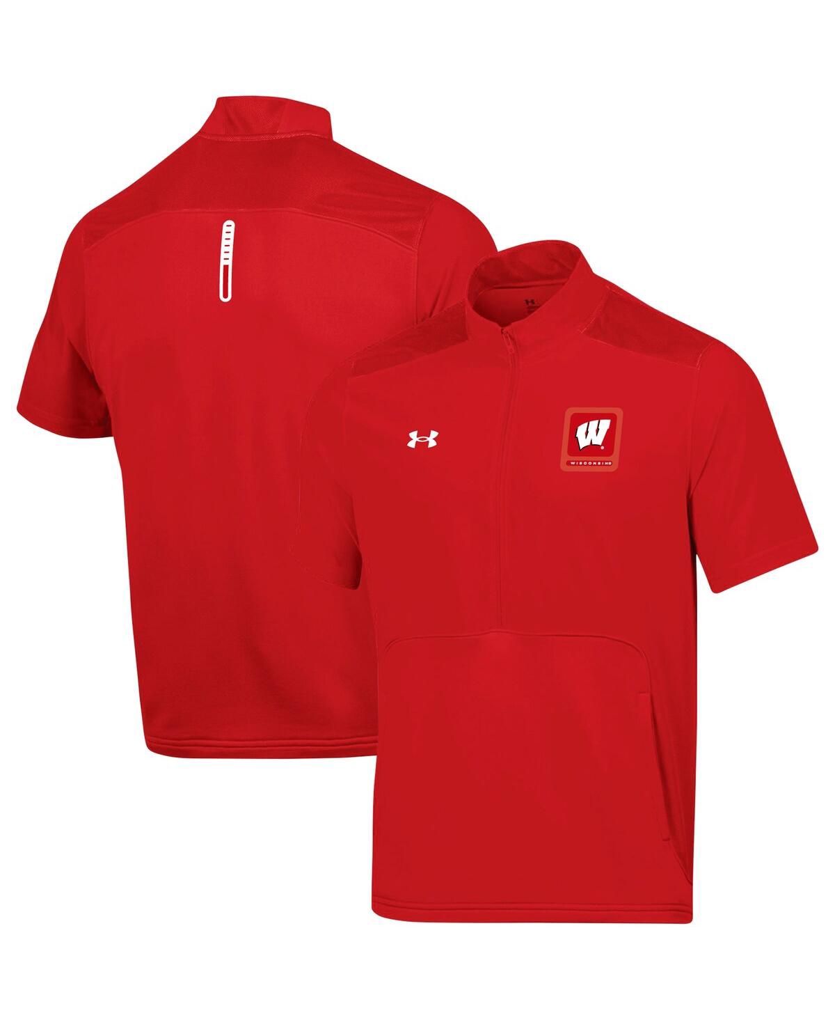 Shop Under Armour Men's  Red Wisconsin Badgers Motivate Half-zip Jacket