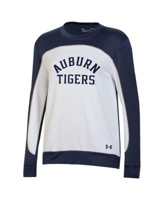 Women's Navy, White Auburn Tigers Colorblock Pullover Sweatshirt