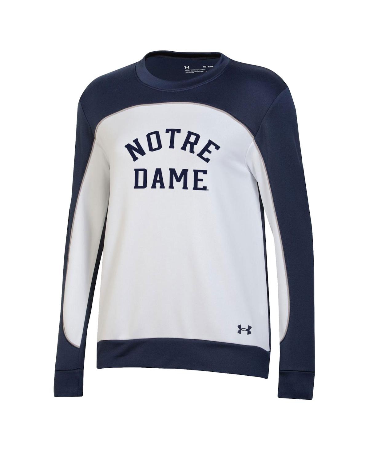 Shop Under Armour Women's  Navy, White Notre Dame Fighting Irish Colorblock Pullover Sweatshirt In Navy,white
