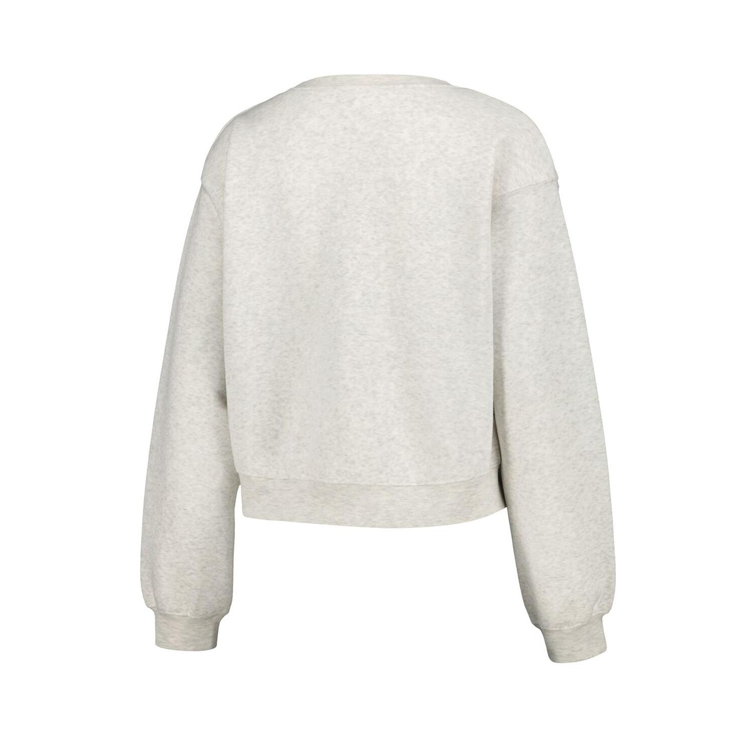Women's Oatmeal Michigan Wolverines Core Chenille Cropped Pullover Sweatshirt