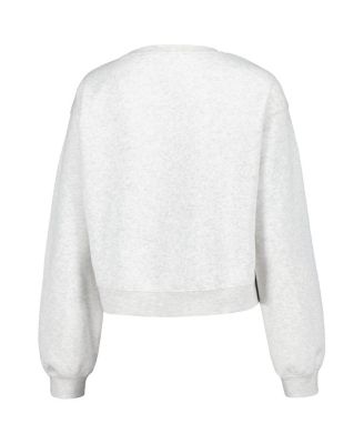 Women's Oatmeal Tennessee Volunteers Core Chenille Cropped Pullover Sweatshirt