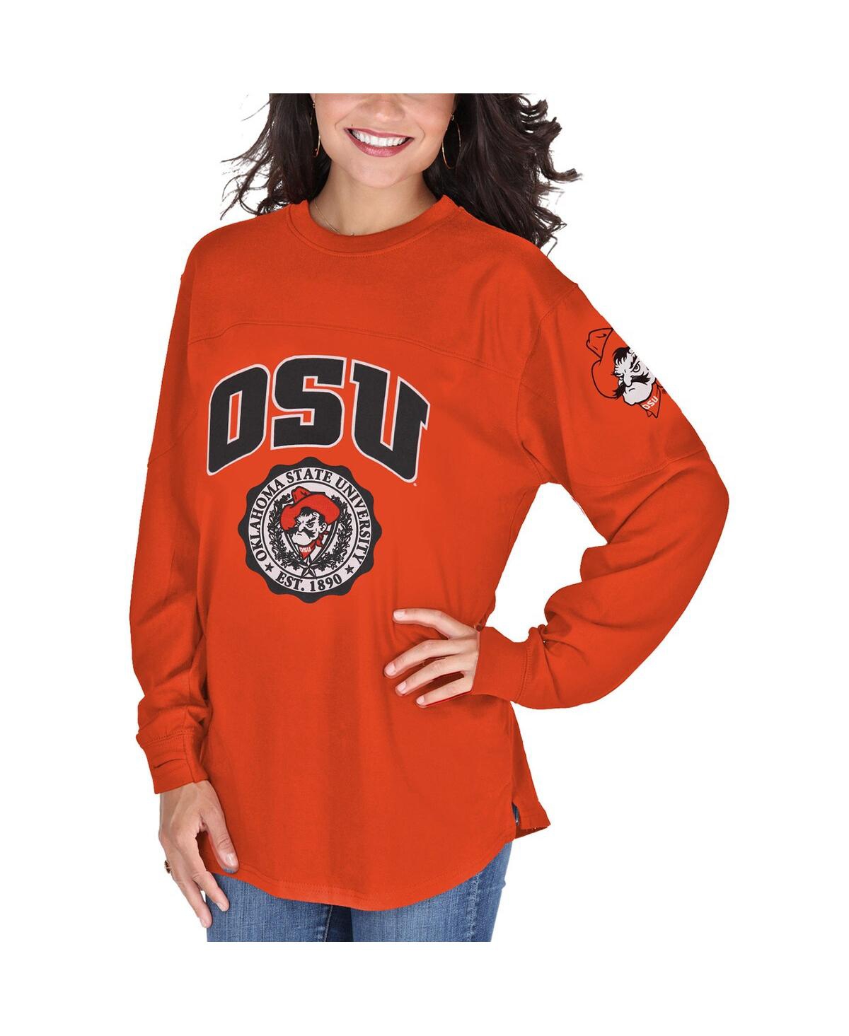 Pressbox Orange Oklahoma State Cowboys Edith Long Sleeve T-shirt In Orange