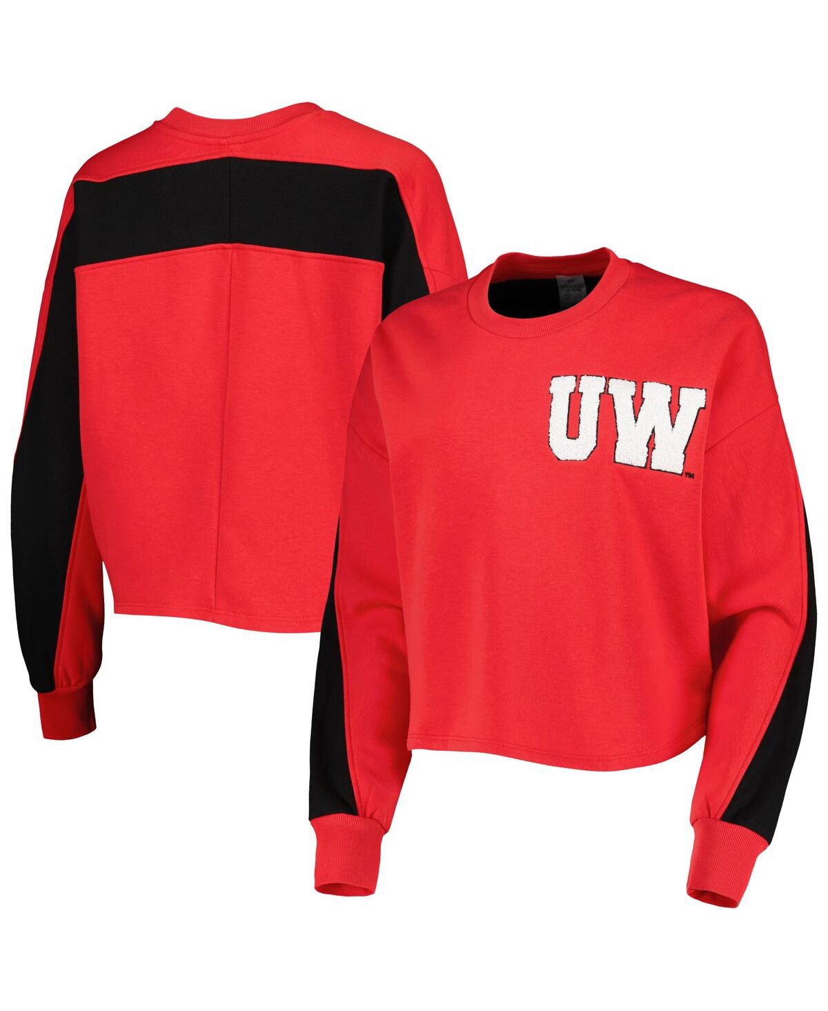 Gameday Couture Women's  Red Wisconsin Badgers Back To Reality Colorblock Pullover Sweatshirt