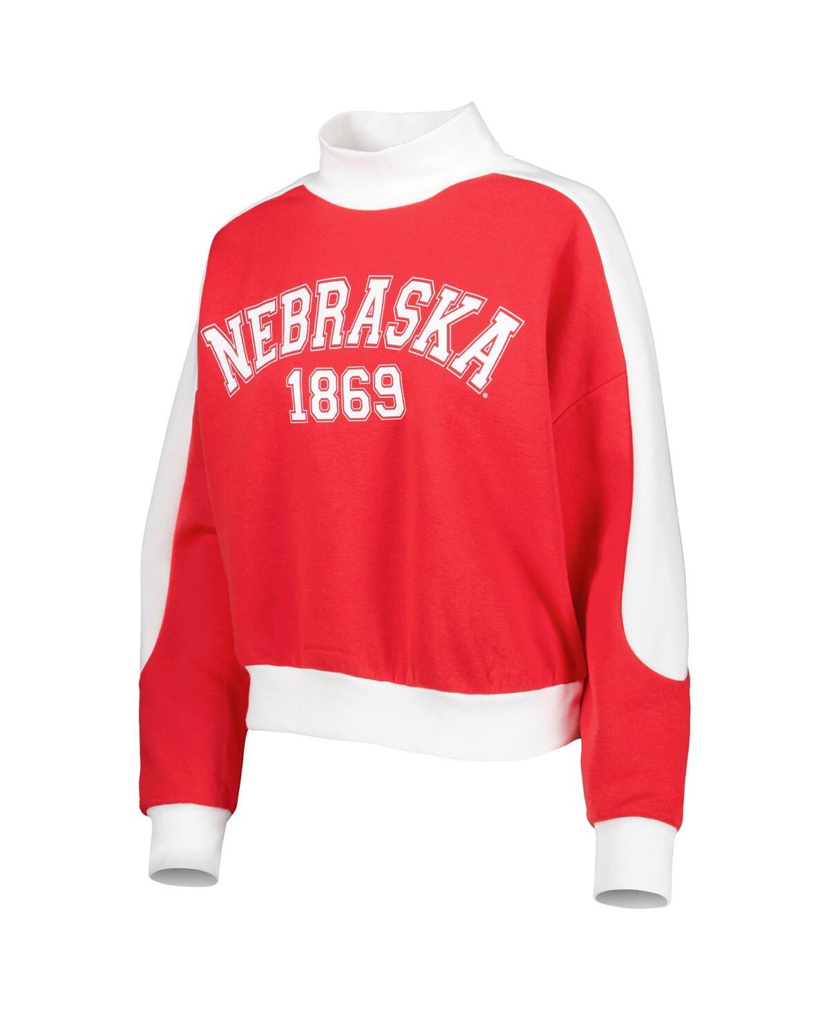 Shop Gameday Couture Women's  Crimson Nebraska Huskers Make It A Mock Sporty Pullover Sweatshirt