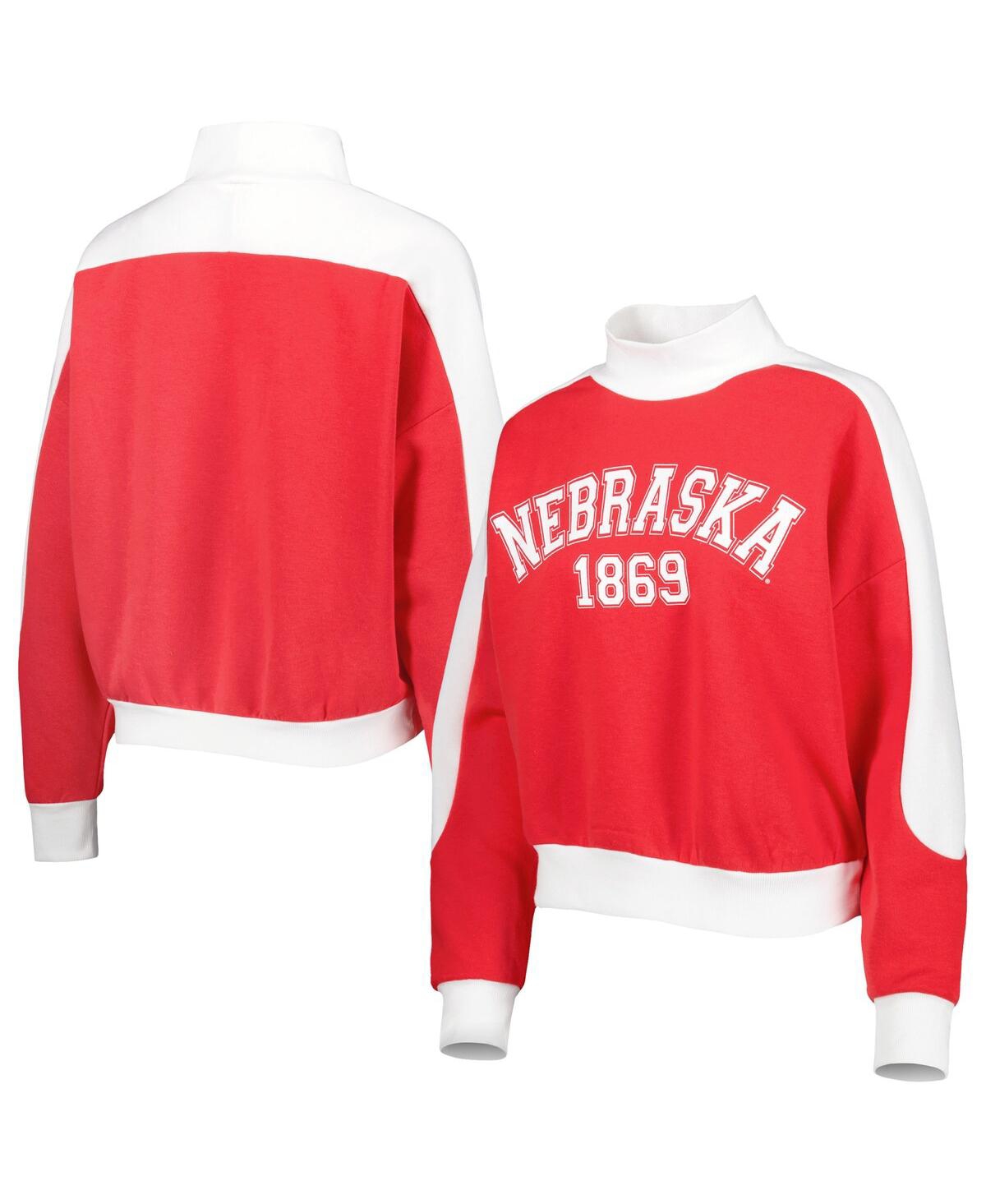 Shop Gameday Couture Women's  Crimson Nebraska Huskers Make It A Mock Sporty Pullover Sweatshirt