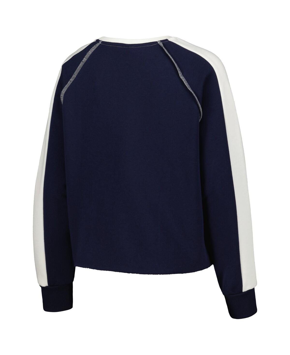 Shop Gameday Couture Women's  Navy Michigan Wolverines Blindside Raglan Cropped Pullover Sweatshirt