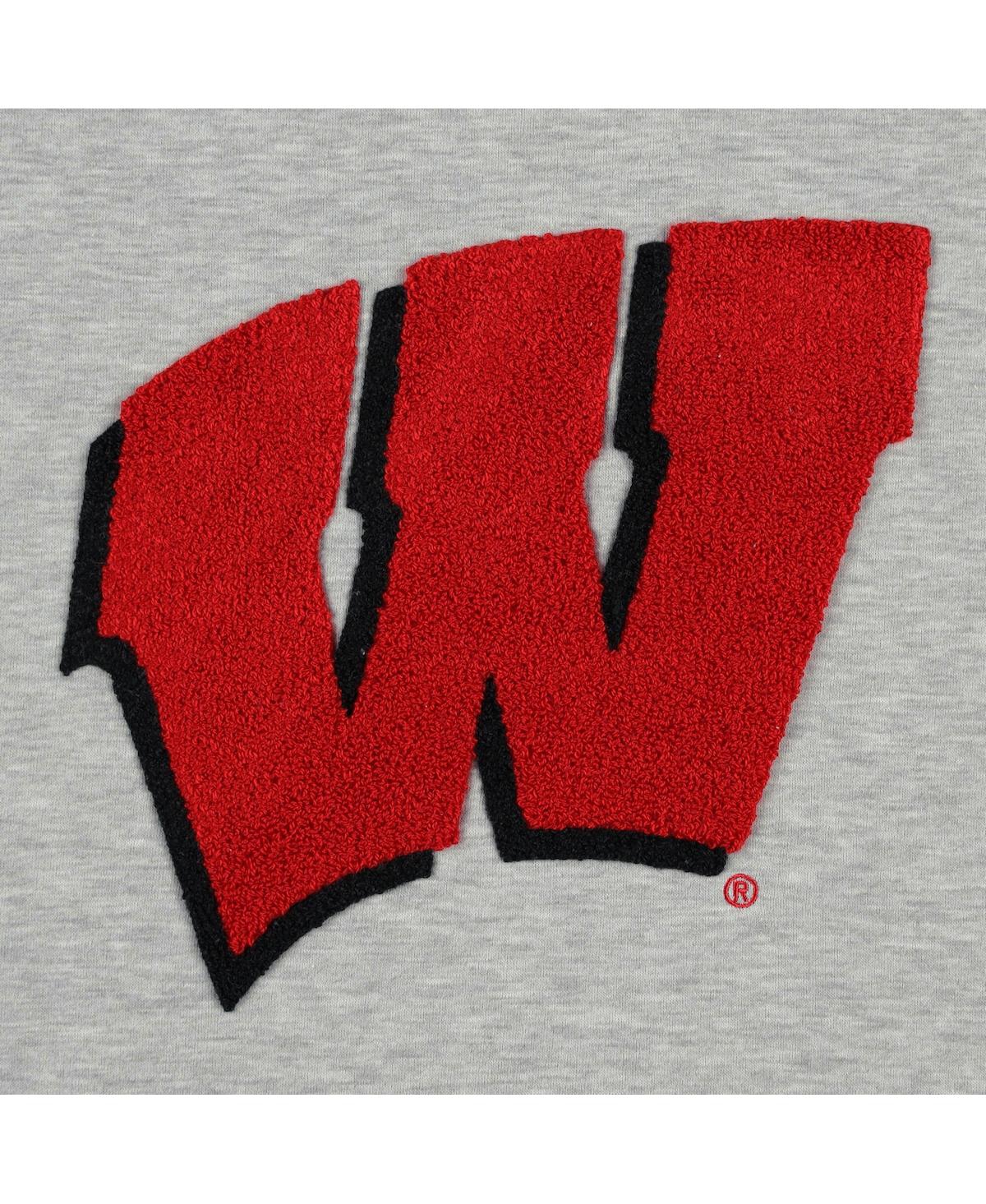 GAMEDAY COUTURE WOMEN'S GAMEDAY COUTURE ASH WISCONSIN BADGERS IN IT TO WIN IT SPORTY MOCK NECK PULLOVER SWEATSHIRT 