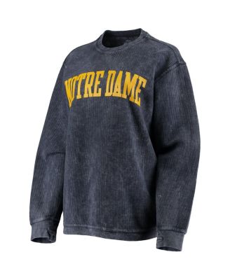 Women's Navy Distressed Notre Dame Fighting Irish Comfy Cord Vintage-Like Wash Basic Arch Pullover Sweatshirt