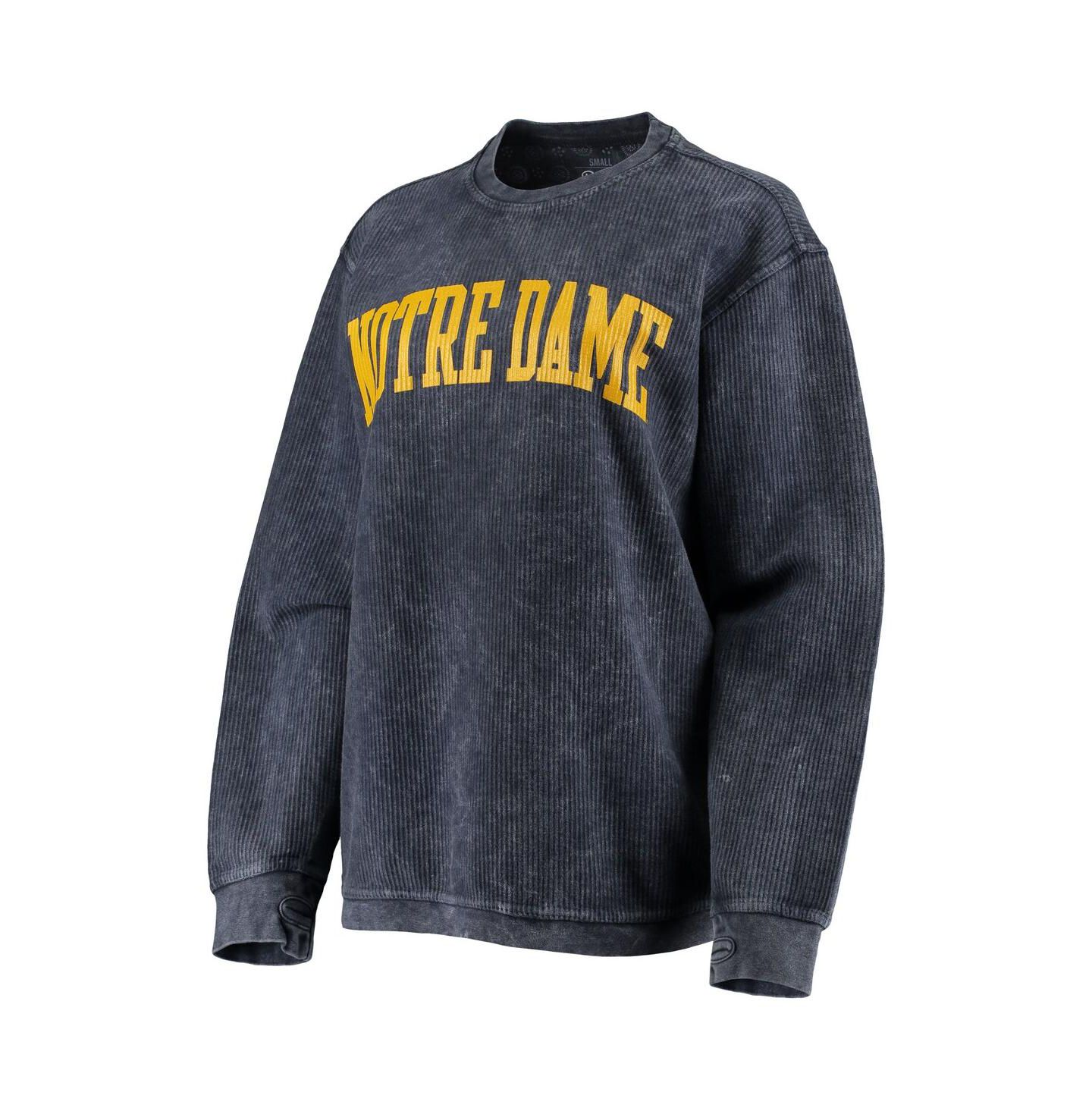 Женские толстовки Pressbox Navy Distressed Notre Dame Fighting Irish Comfy Cord Vintage-Like Wash Basic Arch Pullover — фото 2