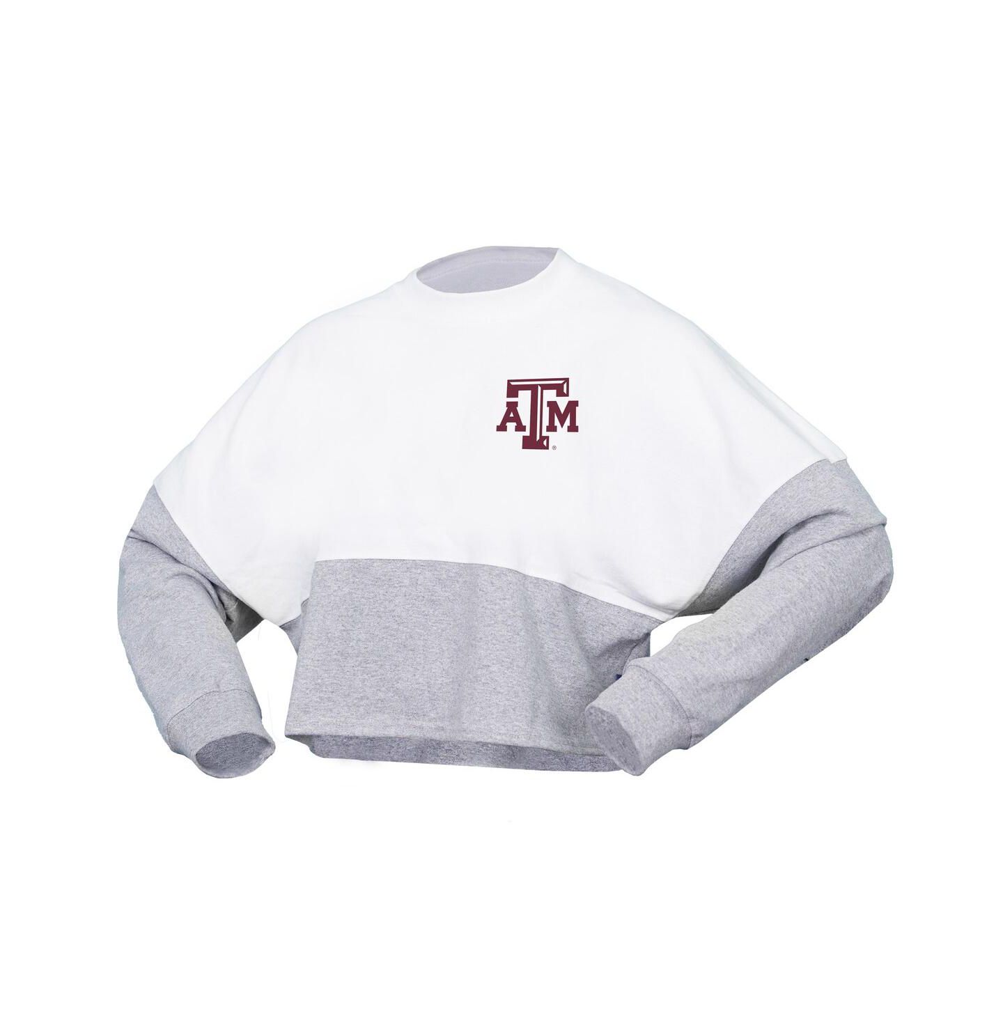 Женская футболка Spirit Jersey White Texas A&M Aggies Heather Block Cropped Long Sleeve Jersey — фото 2