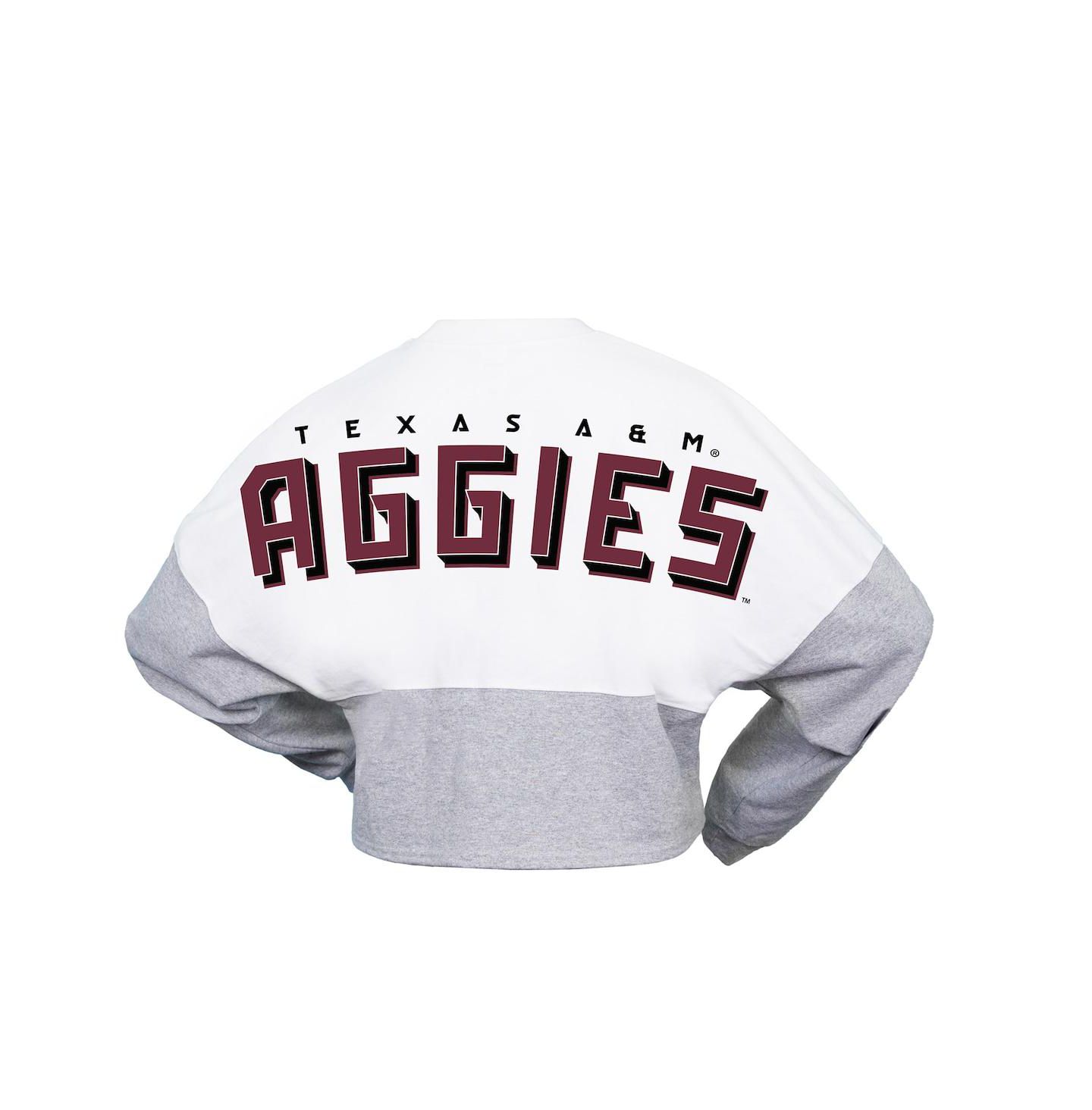 Женская футболка Spirit Jersey White Texas A&M Aggies Heather Block Cropped Long Sleeve Jersey — фото 3