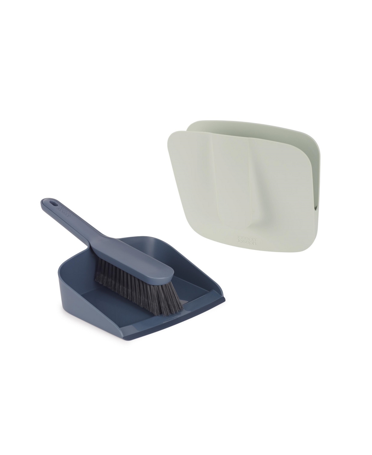 Cleanstore Wall-Mounted Dustpan Brush with Dust-Shield Storage - Blue