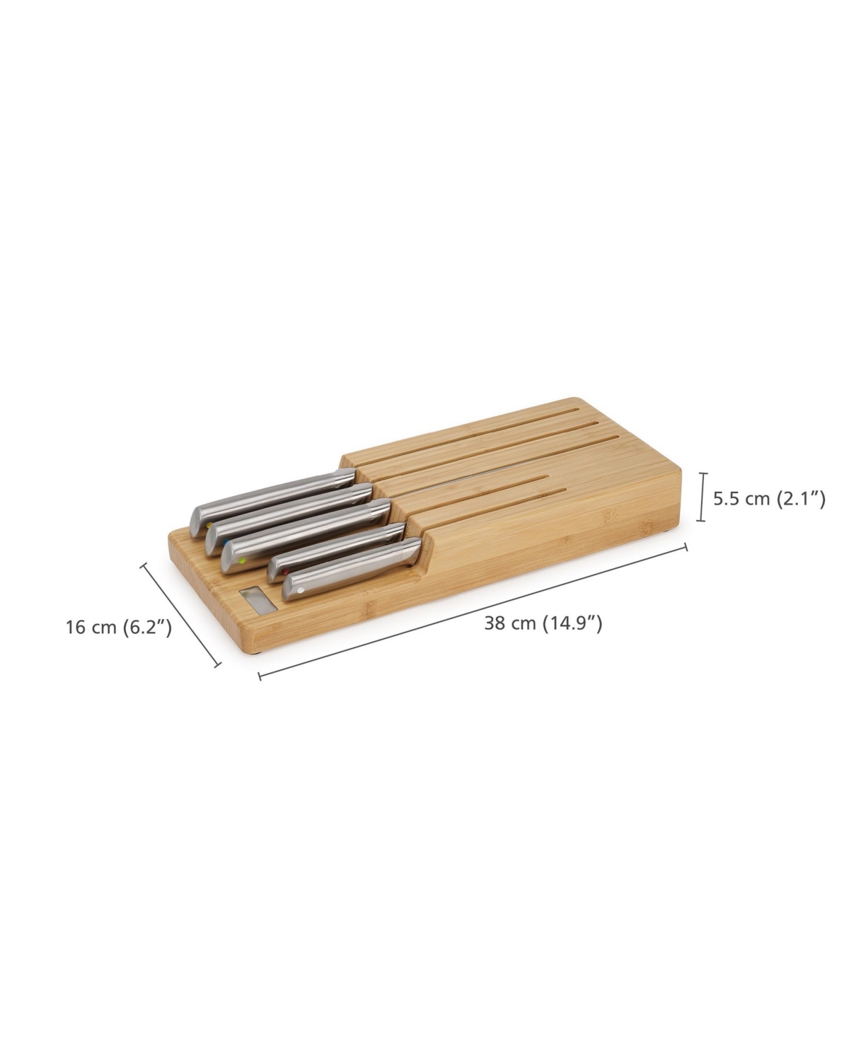 Joseph Joseph Elevate Steel Knives Bamboo Store 5-piece Knife Set With In-drawer Bamboo Storage Tray In Beige
