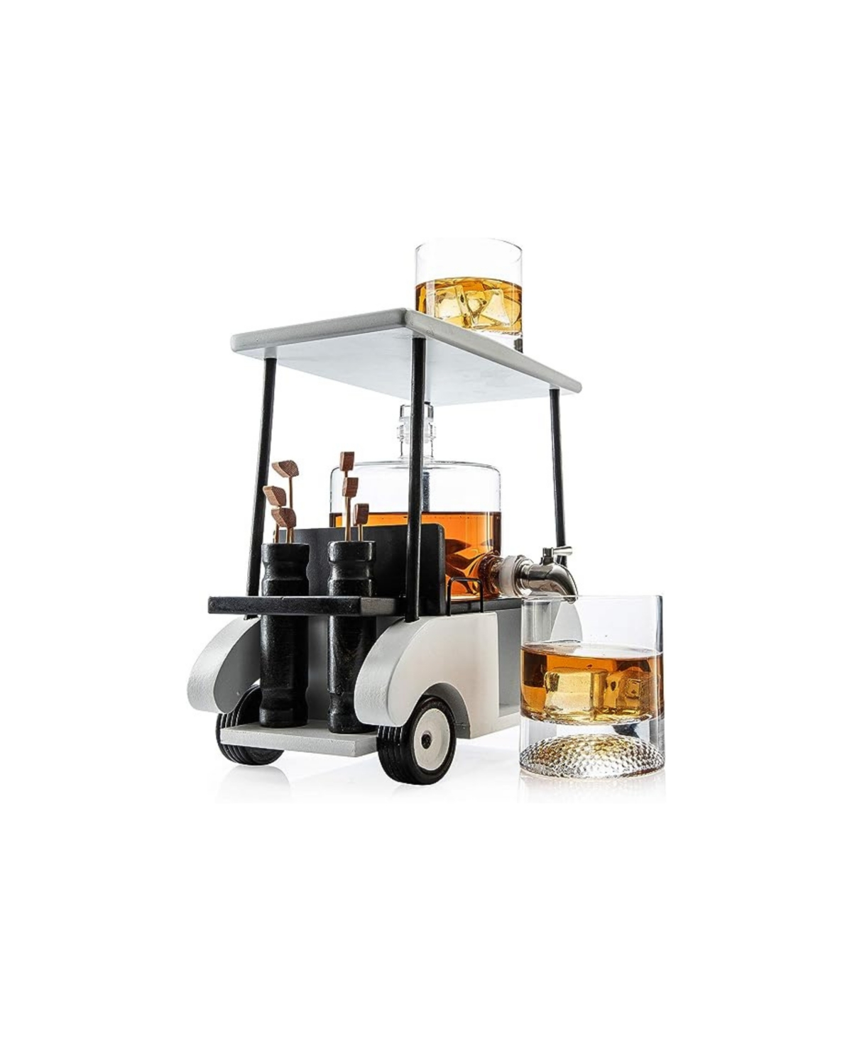 The Wine Savant Glass Golf Decanter And Whiskey Glasses Set, 6 Piece In Clear
