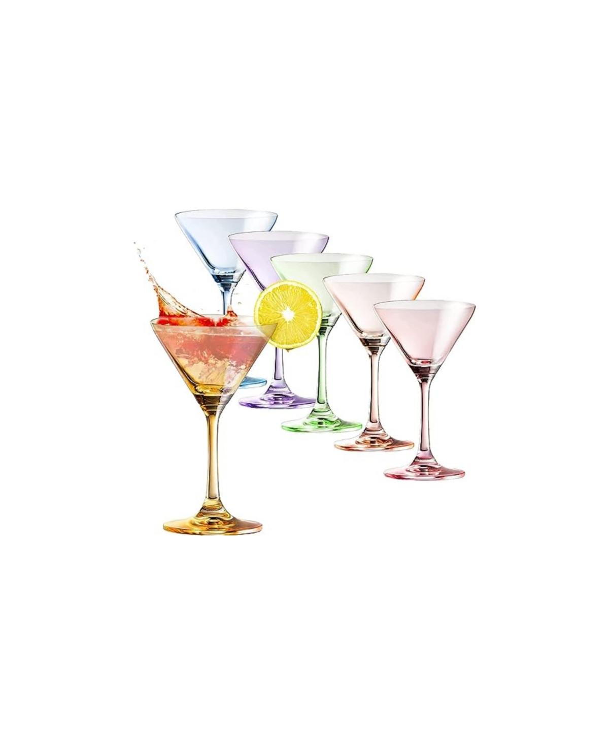 The Wine Savant Crystal Luxury Martini Glasses, Set Of 6 In Multicolor