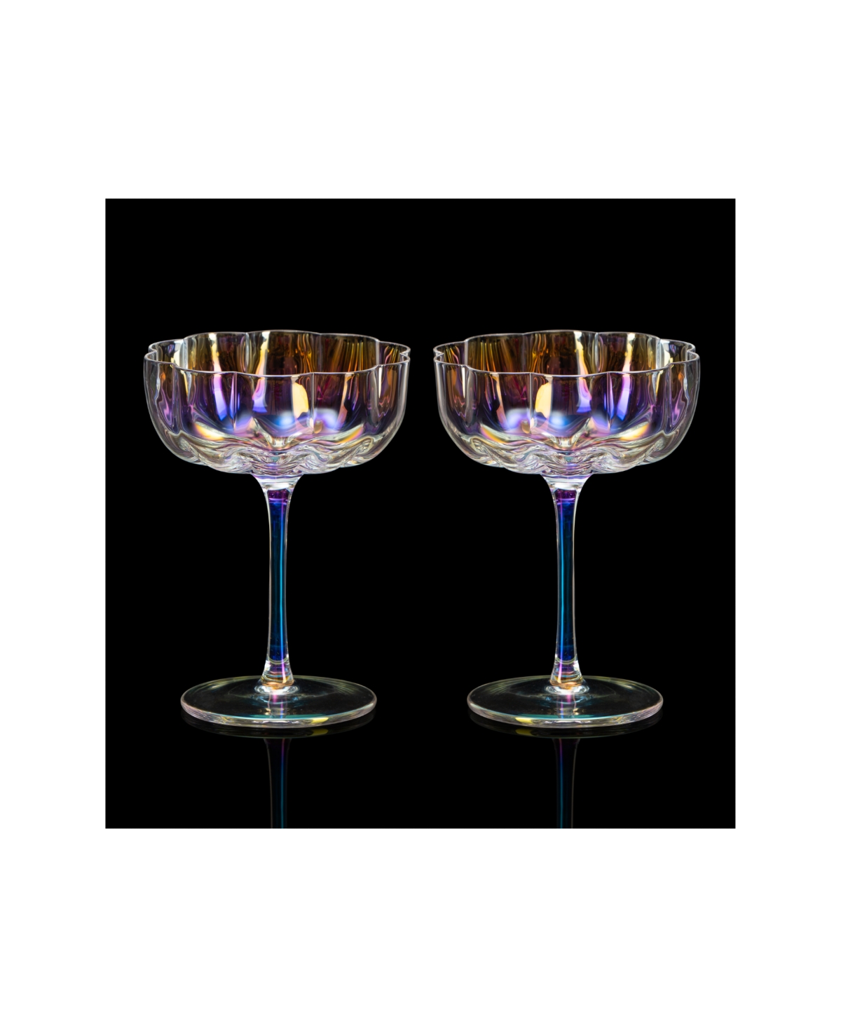 The Wine Savant Flower Vintage Glass Coupes, Set Of 2 In Iridescent