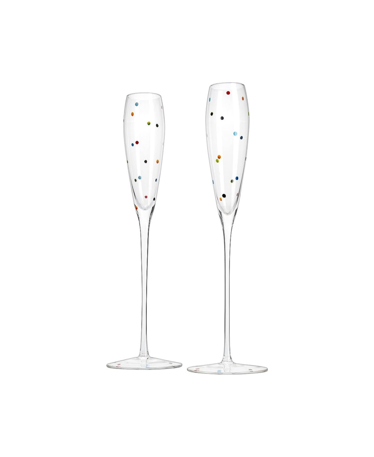 The Wine Savant Polka Dot Champagne Flutes Glass, Set Of 2 In Multicolor