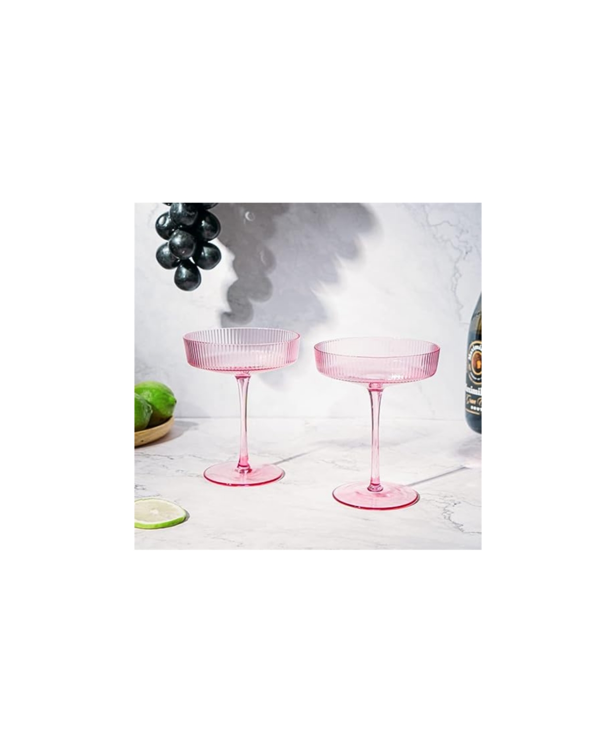 Shop The Wine Savant Ribbed Coupe Cocktail Glasses, Set Of 2 In Rose