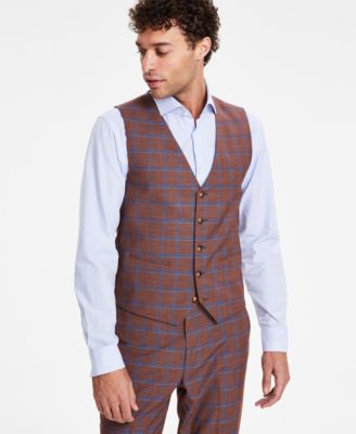 Tayion Collection - Men's Classic Fit Plaid Suit Vest