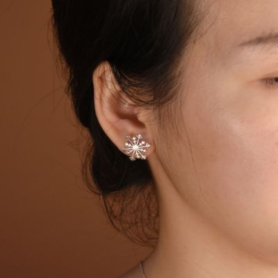 Holiday Party Season Christmas Frozen Winter Snowflake Stud Earrings For Sterling Silver