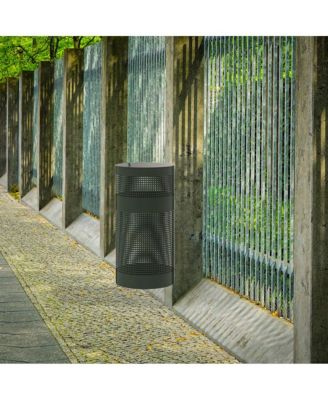 Kirk 11.5 Gallon Stainless Steel Outdoor Trash Can With Lid, Freestanding Or Mountable Design, 20 Trash Bags Included