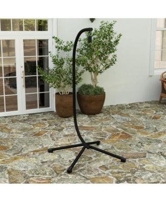 Inger Heavy Duty All-Weather Hanging Hammock Chair C-Stand With Steel Offset Base And Hardware, 360 Degree Rotation