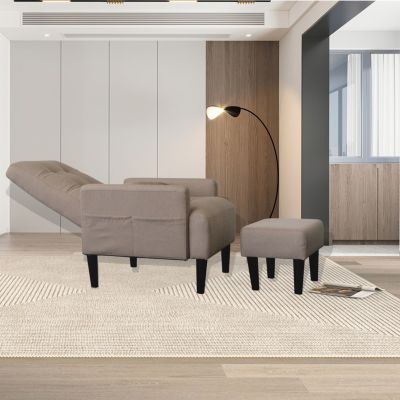 Modern Fabric Sofa, Chair, Ottoman Trio