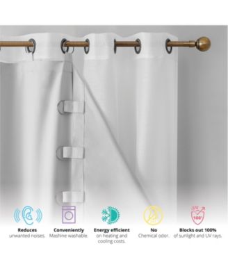 White Thermal Insulated 100% Blackout Curtain Liner Grommet Panels - Total Darkness & Privacy, Energy Efficient, Noise Reducing - with 16 Rings