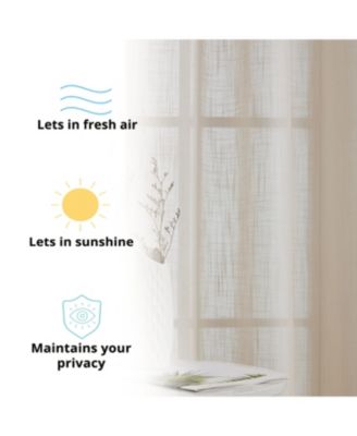 Abbey Faux Linen Textured Semi Sheer Privacy Sun Light Filtering Transparent Window Grommet Long Thick Curtains Drapery Panels for Bedroom & Living Room, 2 Panels