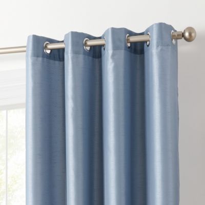 Jefferson Faux Silk Semi Sheer Light Filtering Microfiber Lined Grommet Lightweight Window Curtain Panels, Set of 2
