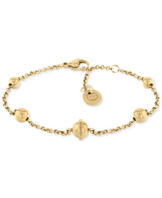 Tommy Hilfiger - Gold-Tone Stainless Steel Metallic Orb Station Link Bracelet