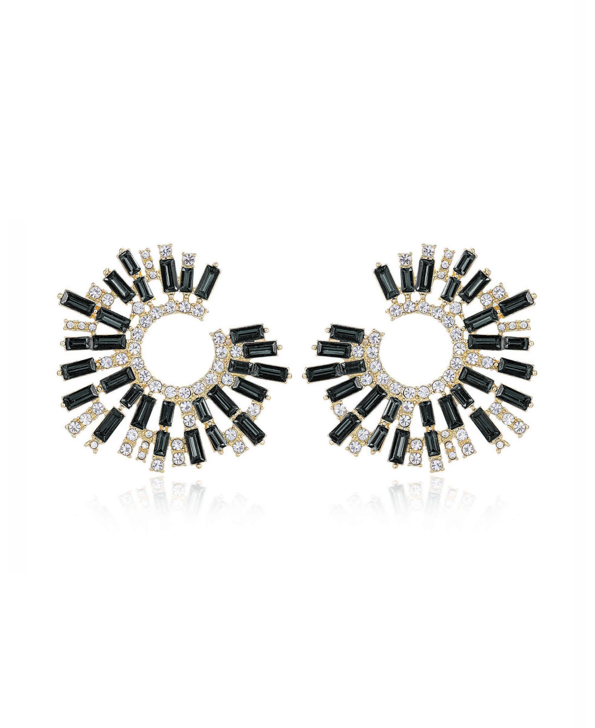 Shop Ettika Opulent Crystal Stardust 18k Gold Plated Open Circle Earrings In Black