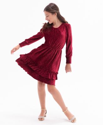 Macy's fashion red velvet dress