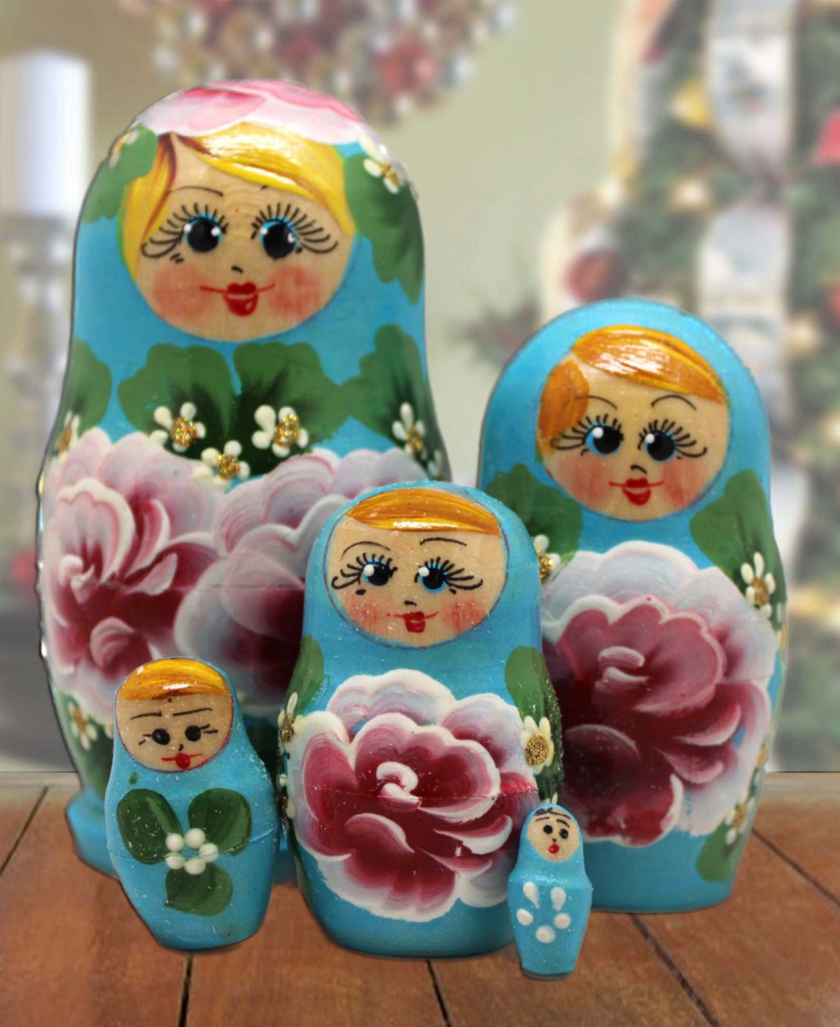Designocracy Floral Matreshka Hand Painted Nested Doll Set Of 5 By G.debrekht In Multi Color