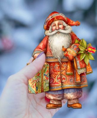 Traveling Santa Wooden Ornaments Set of 3 by G.DeBrekht