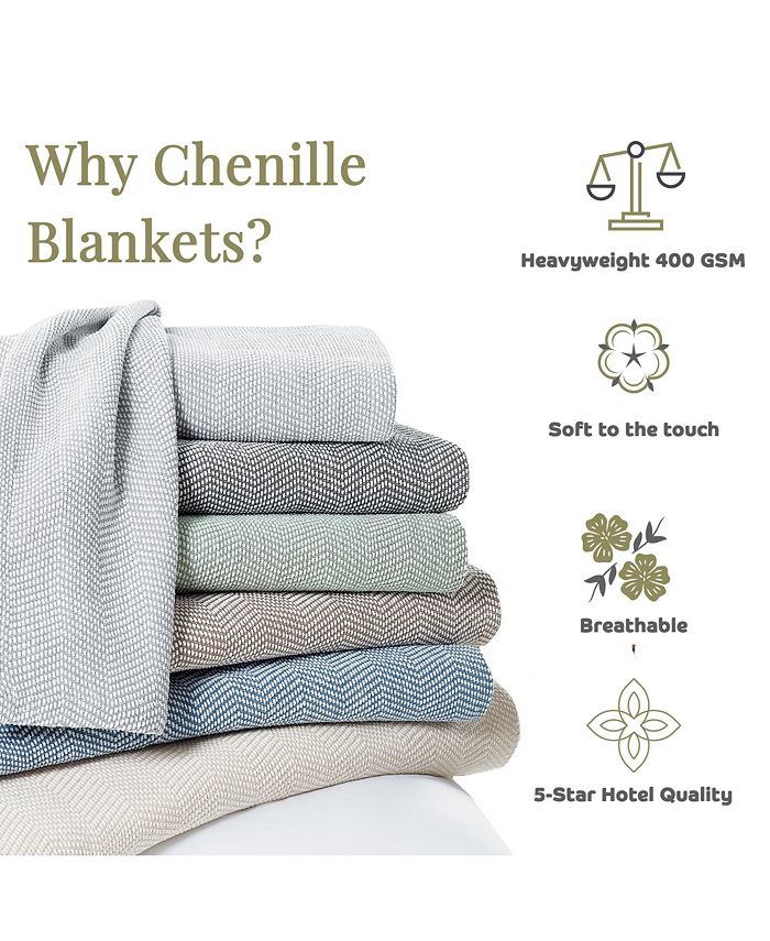 Aston and Arden Luxury Chenille Bed Blanket, King Bed Size 108x90 in