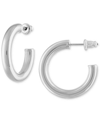 Small Anti-Tarnish Open Hoop Earrings - Silver 44$