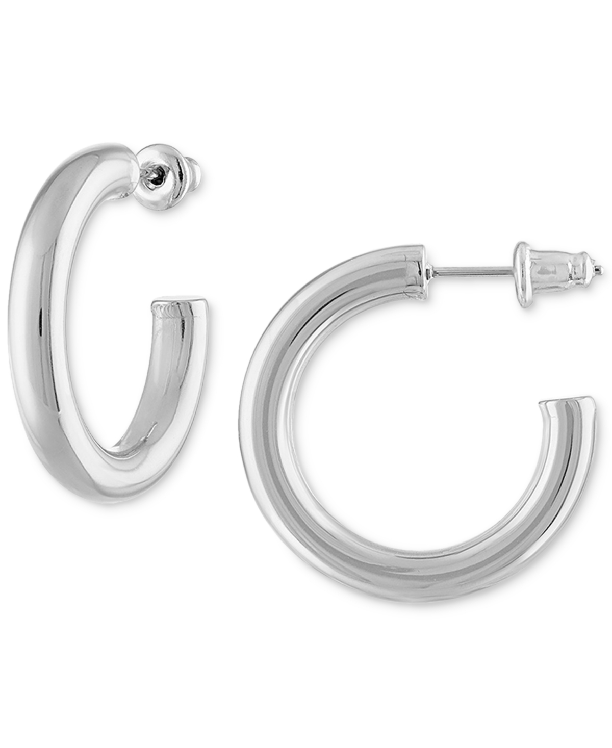 Small Anti-Tarnish Open Hoop Earrings - Silver