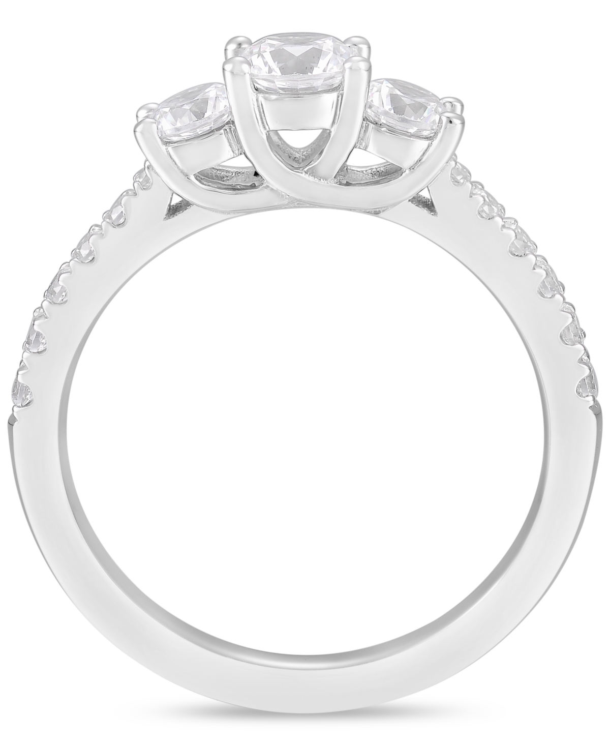 Macy's Diamond Three Stone Engagement Ring (1/2 Ct. T.w.) In 14k White Gold In White Gold