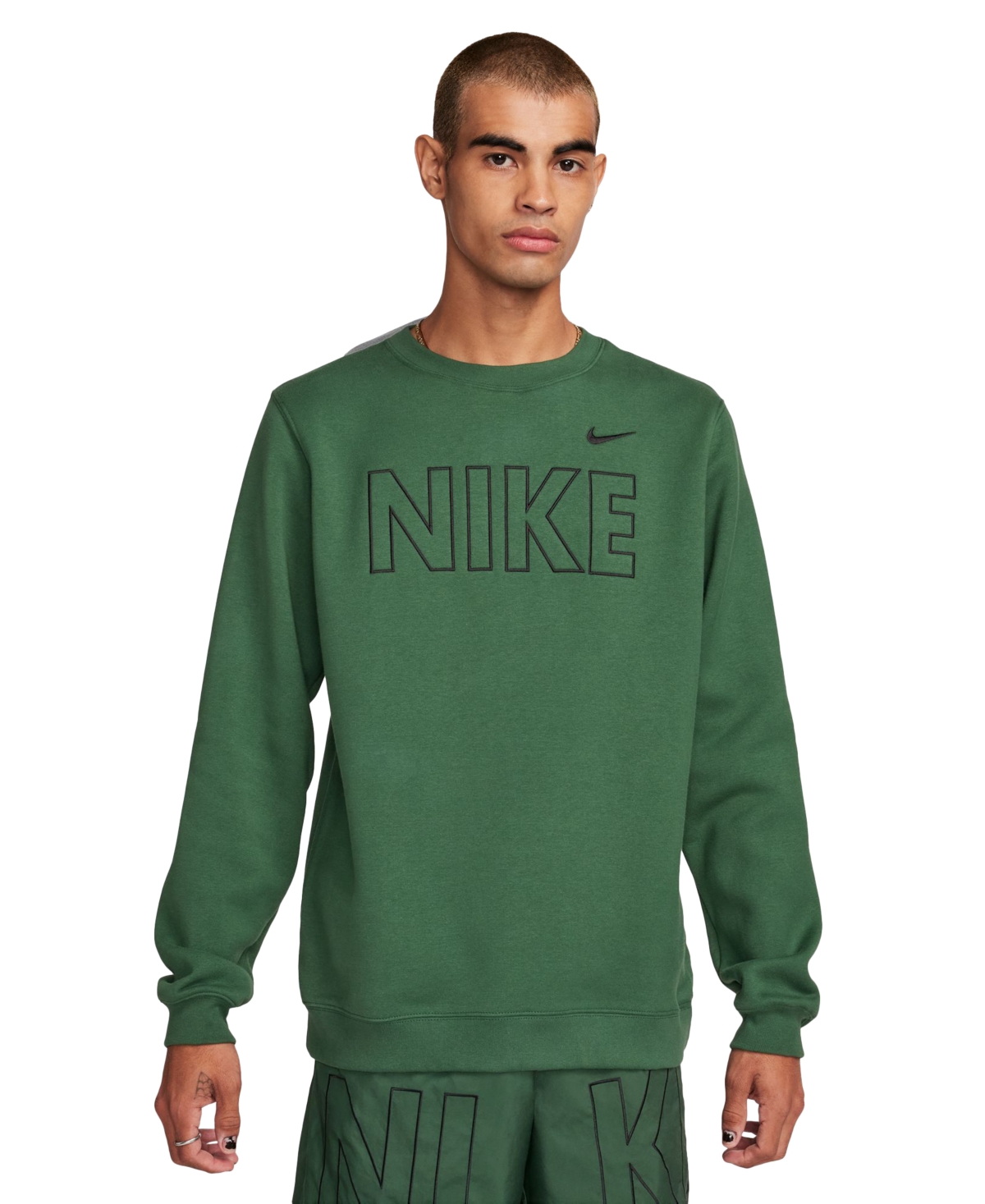 Nike Men s Sportswear Club Fleece Embroidered Logo Sweatshirt Fir black Smart Closet
