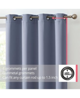 Oxford Room Darkening Curtains for Bedroom, Noise Reduction Thermal Insulated Window Curtain Grommet Panels, Set of 2