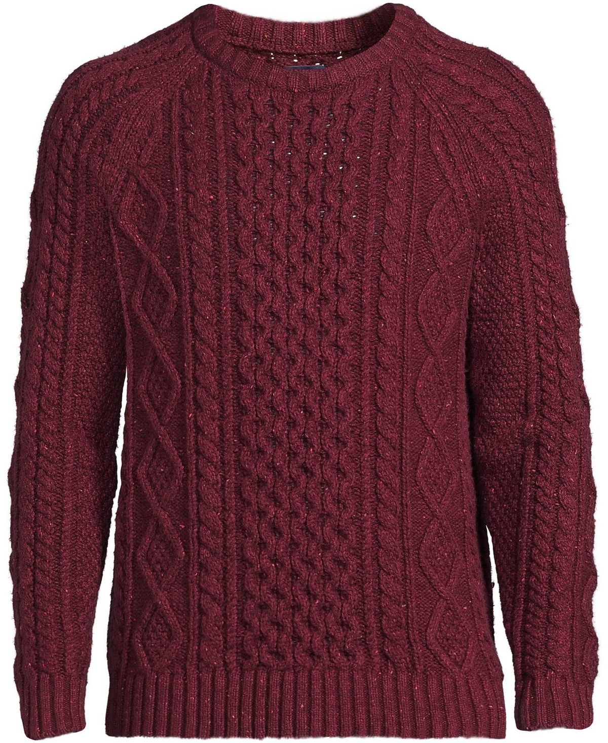 Lands' End Big & Tall Cotton Blend Aran Cable Crew Neck Sweater