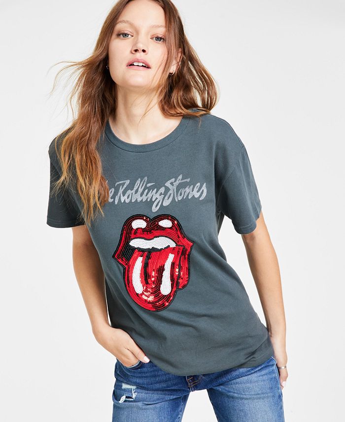Lucky Brand Women's Cotton Rolling Stones Boyfriend Tee - Macy's