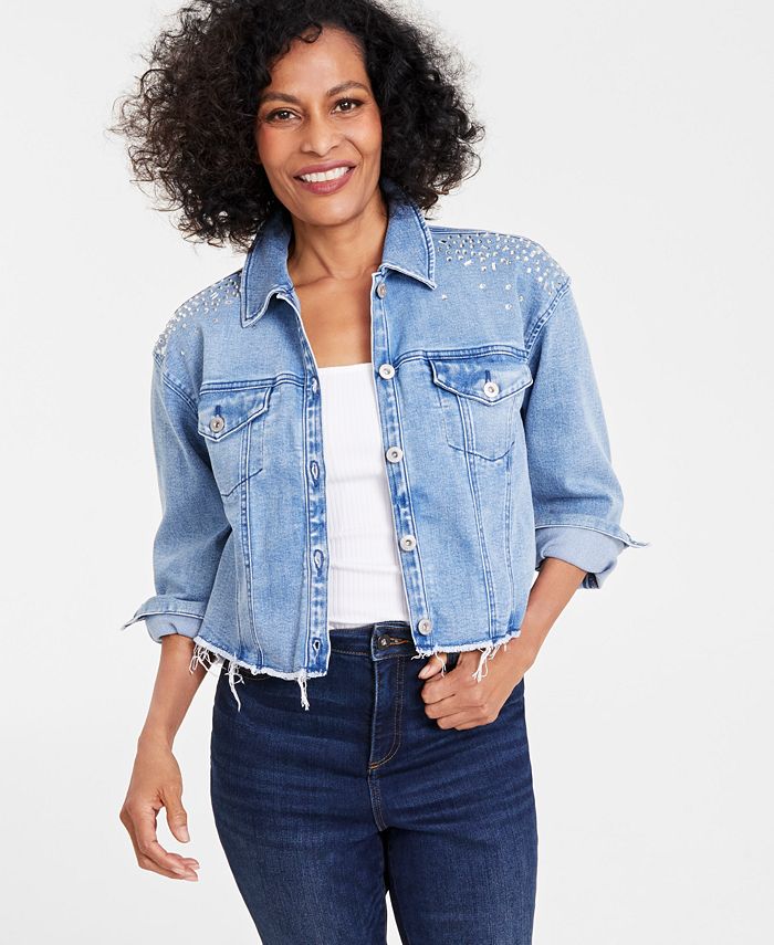 Women's embellished denim jackets cheap