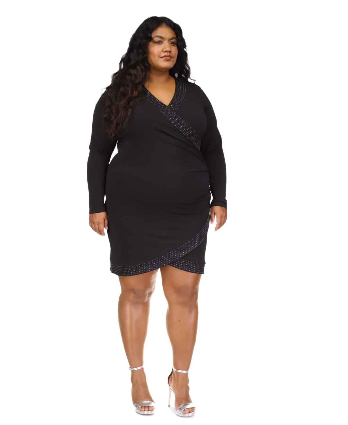 Michael Kors Michael  Trendy Plus Size Rhinestone-mini Dress In Black