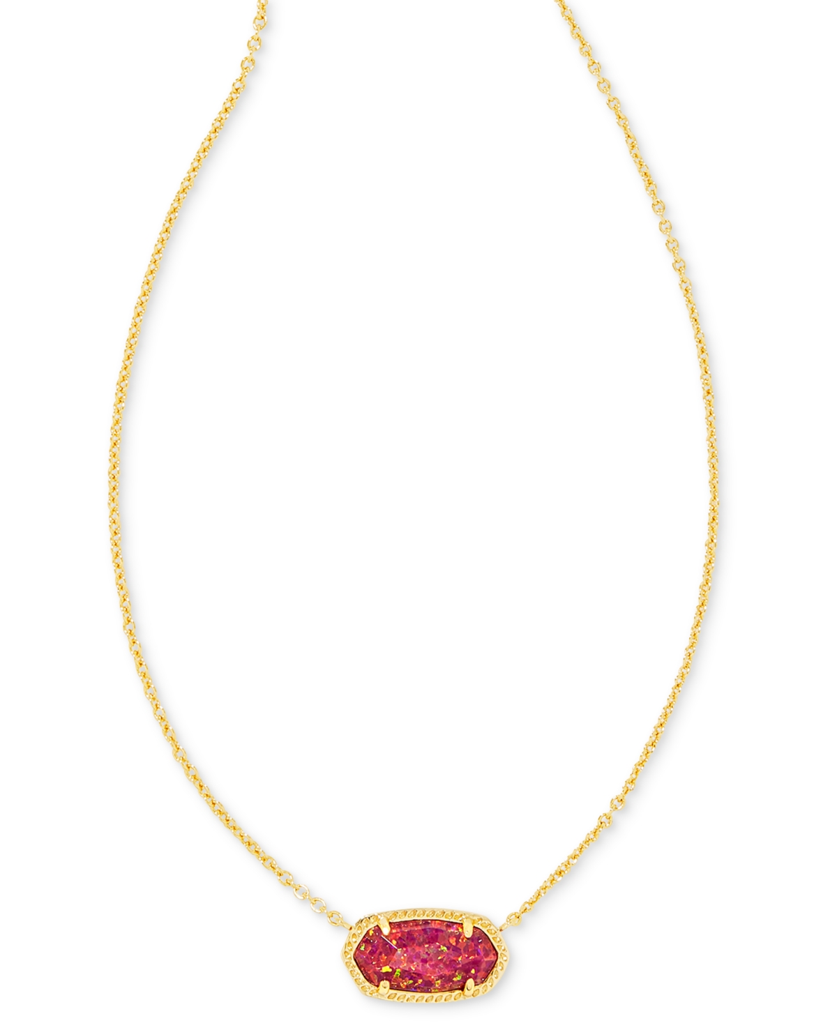 Kendra Scott Elisa Stone Pendant Necklace In 14k Gold Plated, 15-17 In Lt,pas Red
