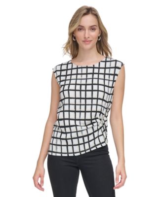 Calvin Klein Women s Plaid Sleeveless Shell Top Macy s