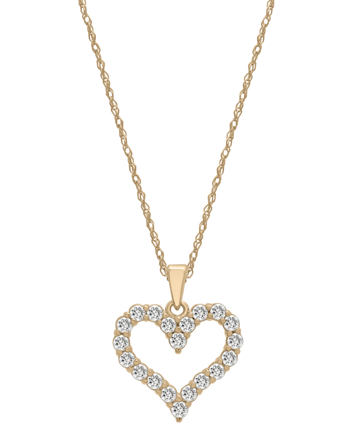 Macy's Diamond Open Heart Pendant Necklace (1/2 Ct. T.w.) In 14k Gold, 18" + 2" Extender In K Yellow Gold