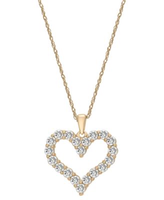 Macy's - Diamond Open Heart Pendant Necklace (1 ct. t.w.) in 14k Gold, 18" + 2" extender