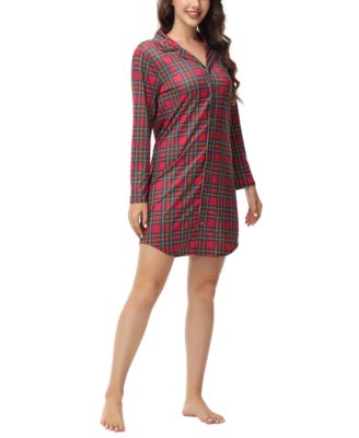 INK+IVY Women's Long Sleeve Notch Collar Sleepshirt Nightgown - Macy's